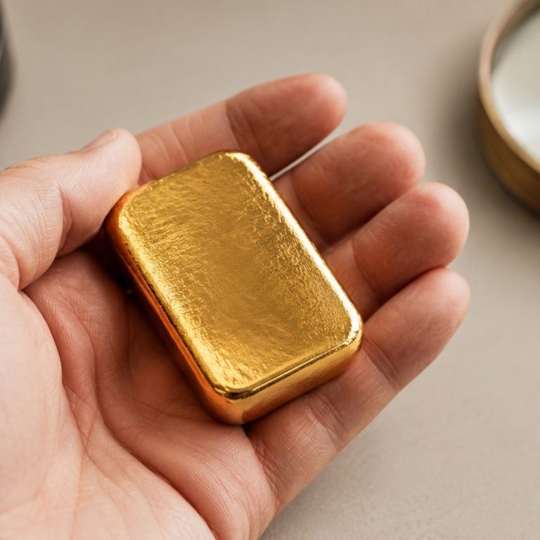 Physisches Gold als Barren und Münze im Detail